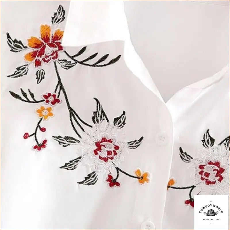 Chemise Western Femme Brodée Fleurs