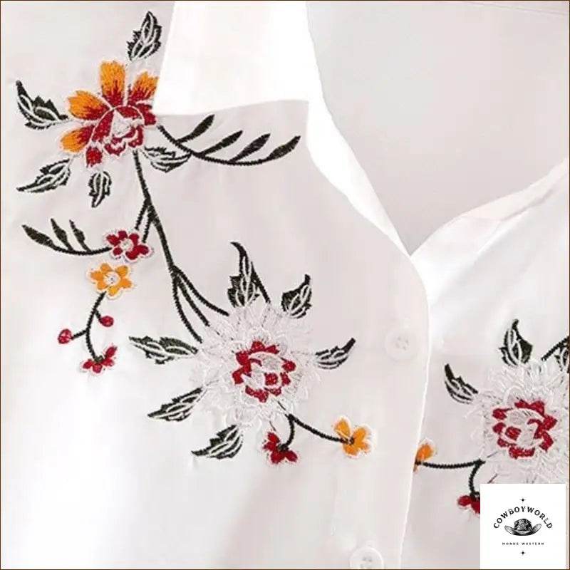 Chemise Western Femme Brodée Fleurs - Cowboy World