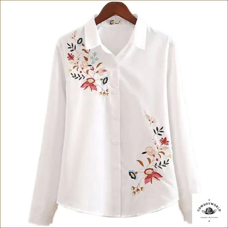 Chemise Western Femme Brodée Fleurs