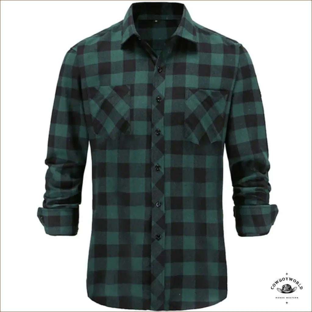 Chemise Western Grands Carreaux Verte