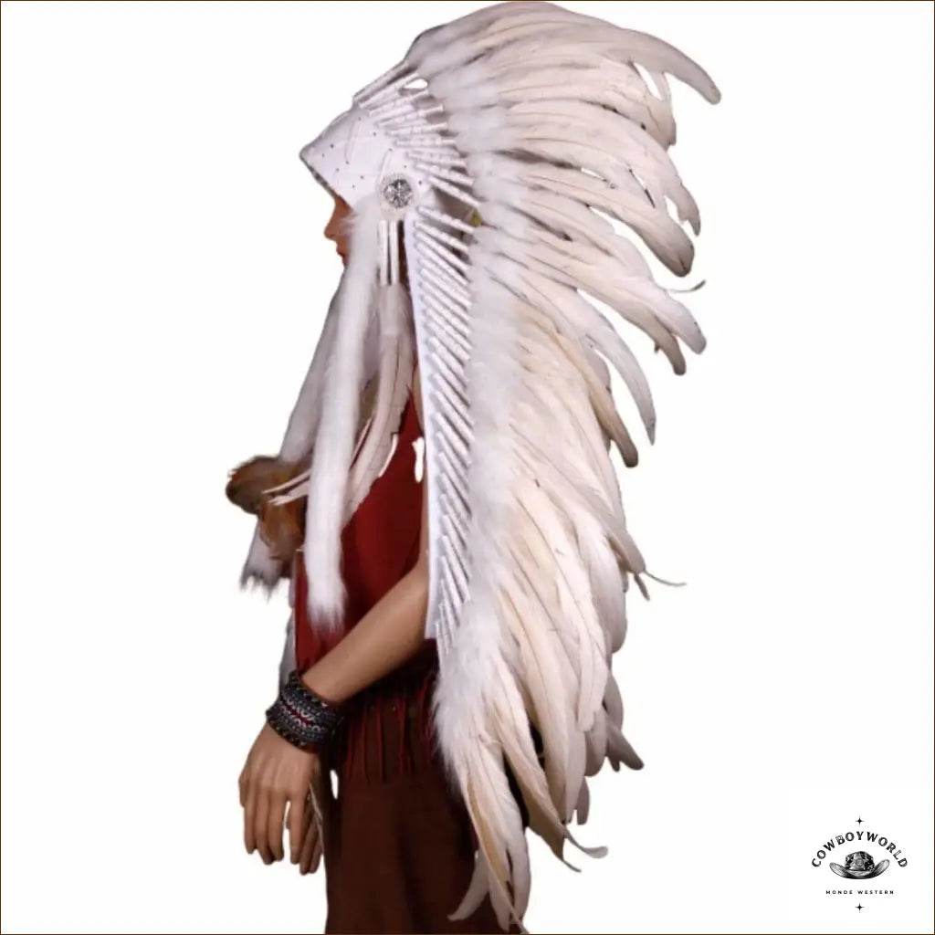 Coiffe Indienne Blanche - Cowboy World
