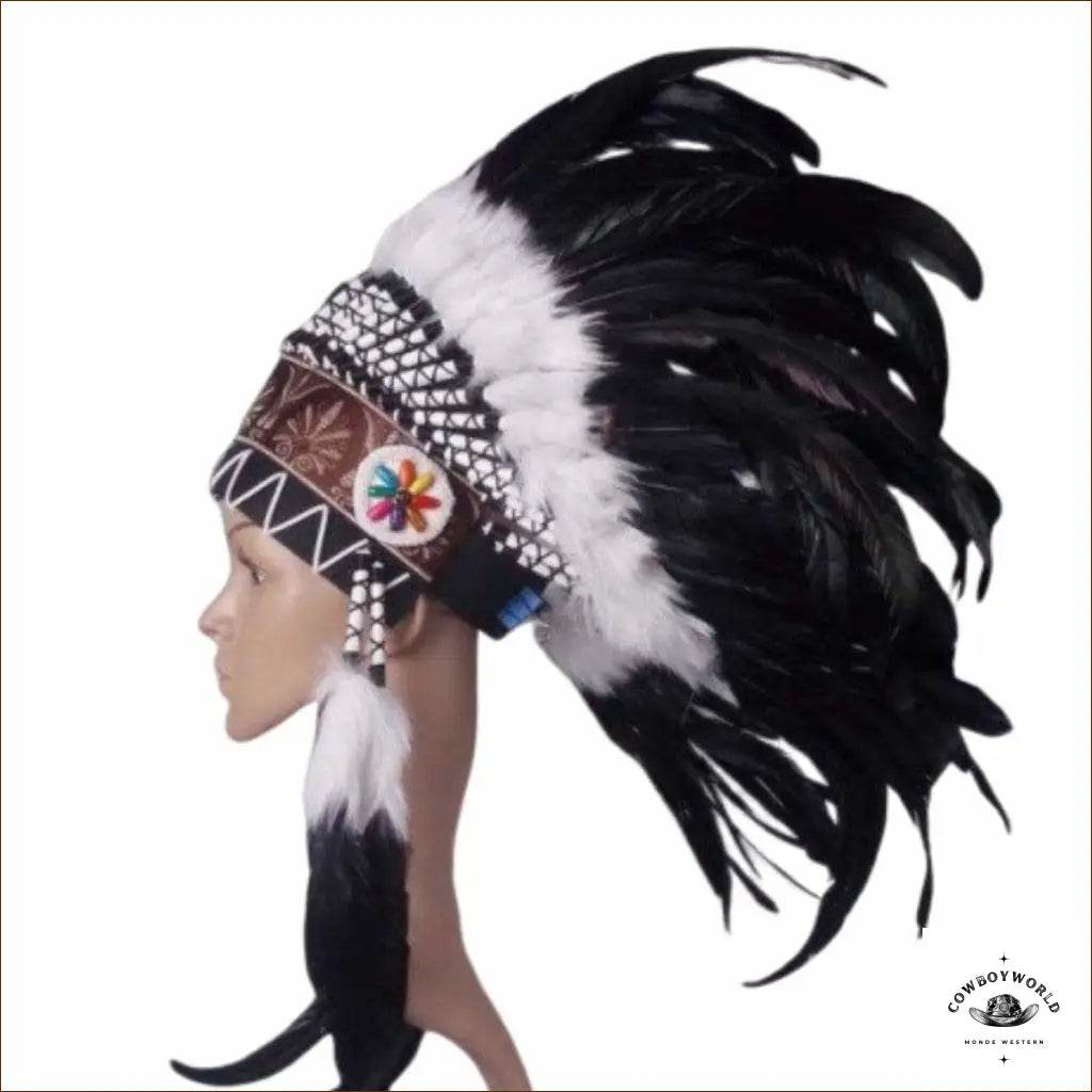 Coiffe Indienne Plumes Noires - Cowboy World