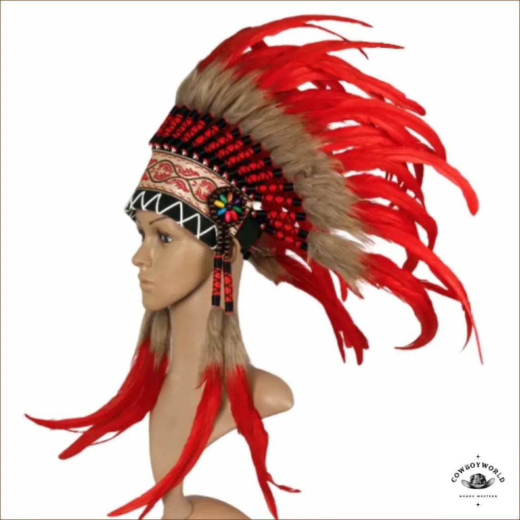 Coiffe Indienne Rouge - Cowboy World
