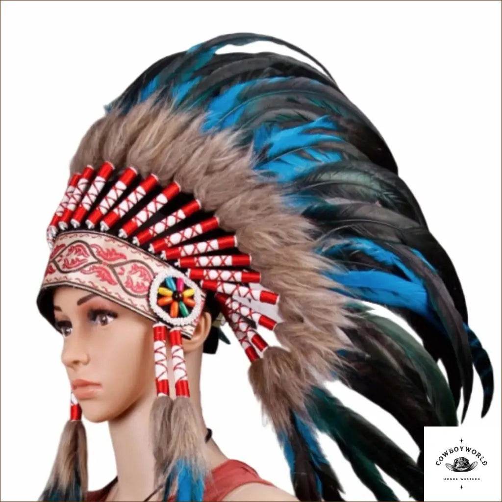 Coiffe Indienne Turquoise - Cowboy World