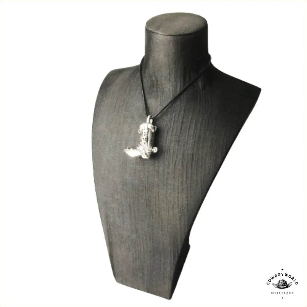 Collier Botte Country (Argent) - Cowboy World