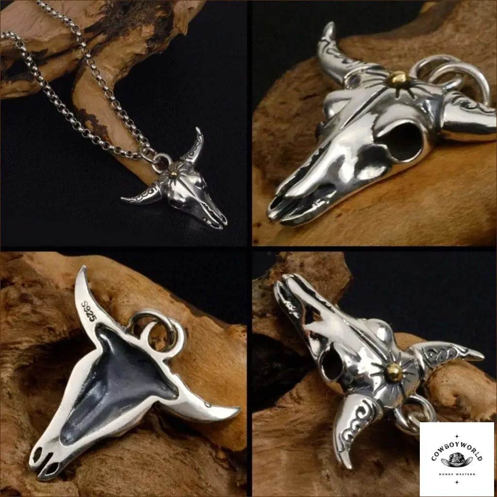 Collier Crâne de Buffle (Argent) - Cowboy World