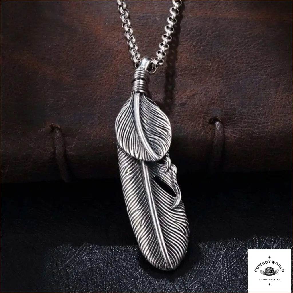 Collier Plume (Argent) - Cowboy World