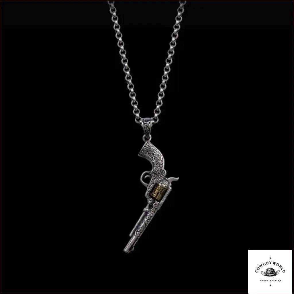 Collier Revolver (Argent) - Cowboy World