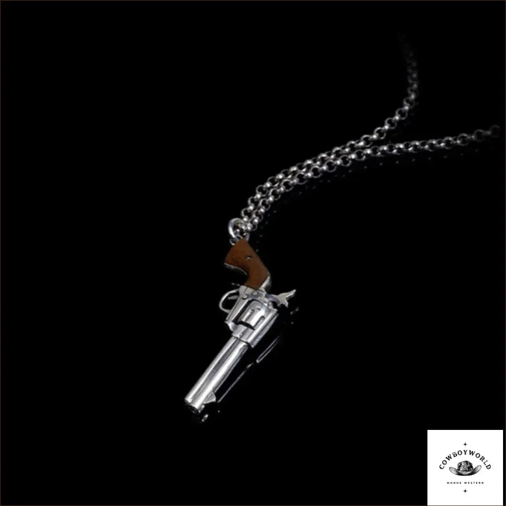 Collier Western Revolver (Argent)