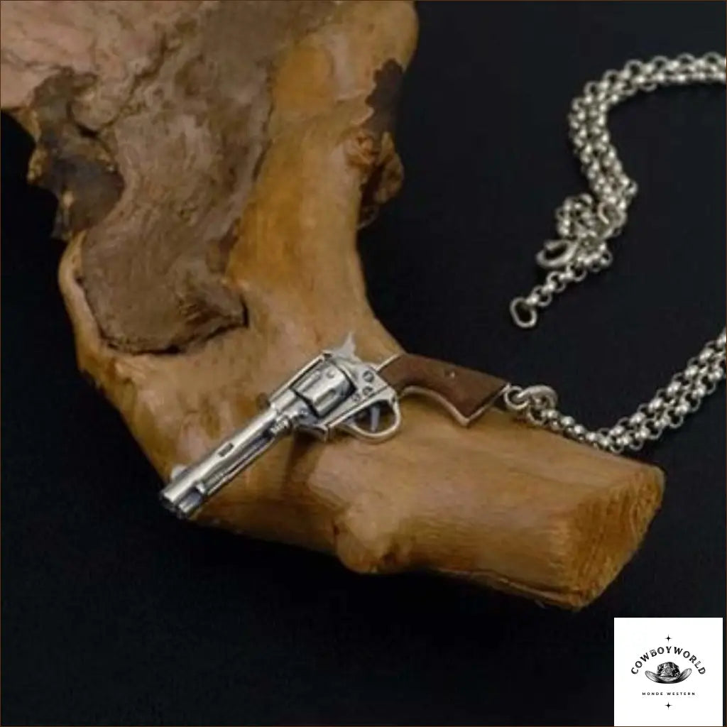 Collier Western Revolver (Argent)