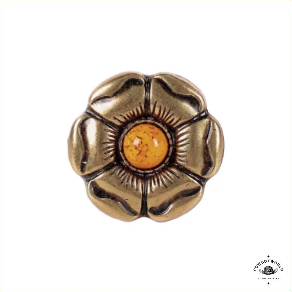 Conchos Fleur Dorée (10 pièces) - Cowboy World