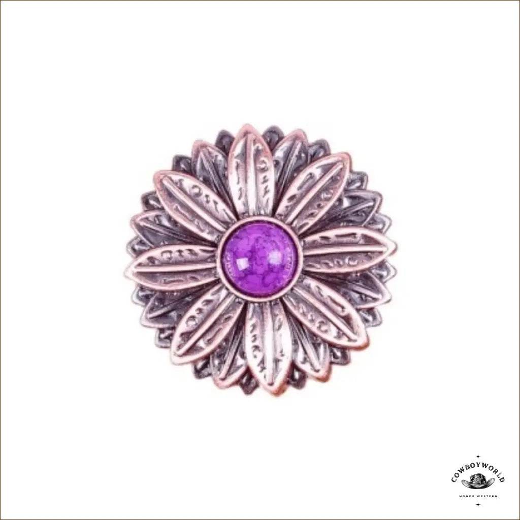 Conchos Fleur Mauve (10 pièces) - Cowboy World