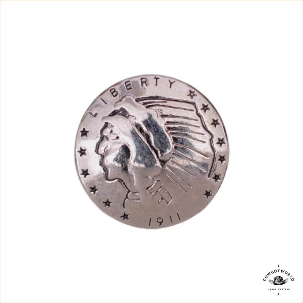 Conchos Liberty Argentés (6 pièces) - Cowboy World