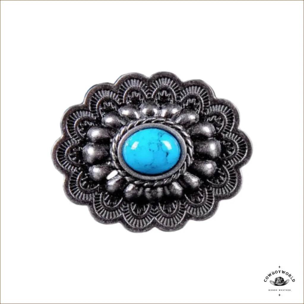 Conchos Turquoise Fleurie (10 pièces) - Cowboy World