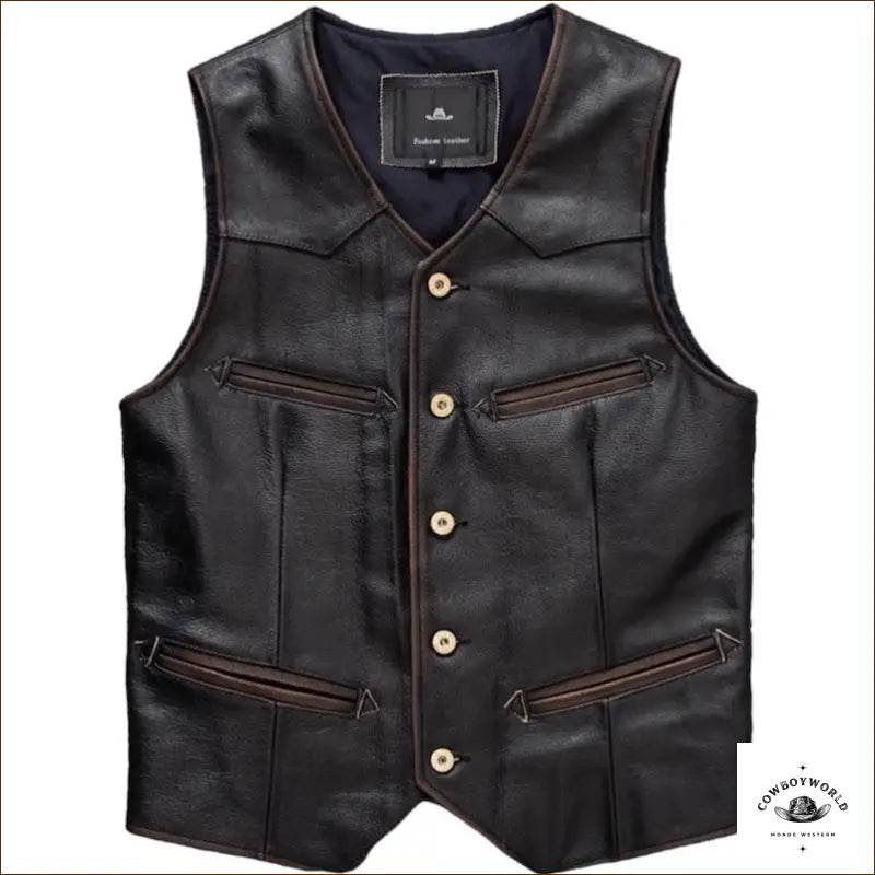 Gilet Cuir Homme Western