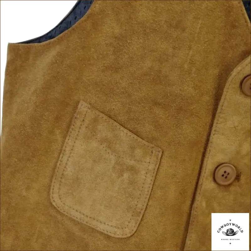 Gilet Cuir Suède Homme Western - Cowboy World