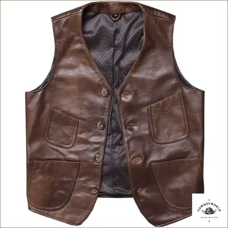 Gilet en Cuir Sans Manches - Cowboy World