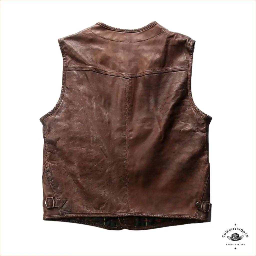 Gilet Homme Sans Manche en Cuir Western - Cowboy World