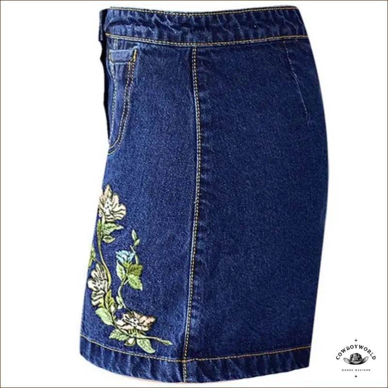 Jupe en Jeans Western Brodée - Cowboy World