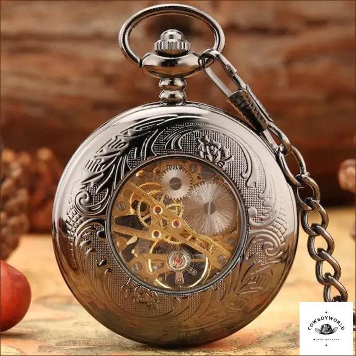 Montre à Gousset Homme Noire - Cowboy World