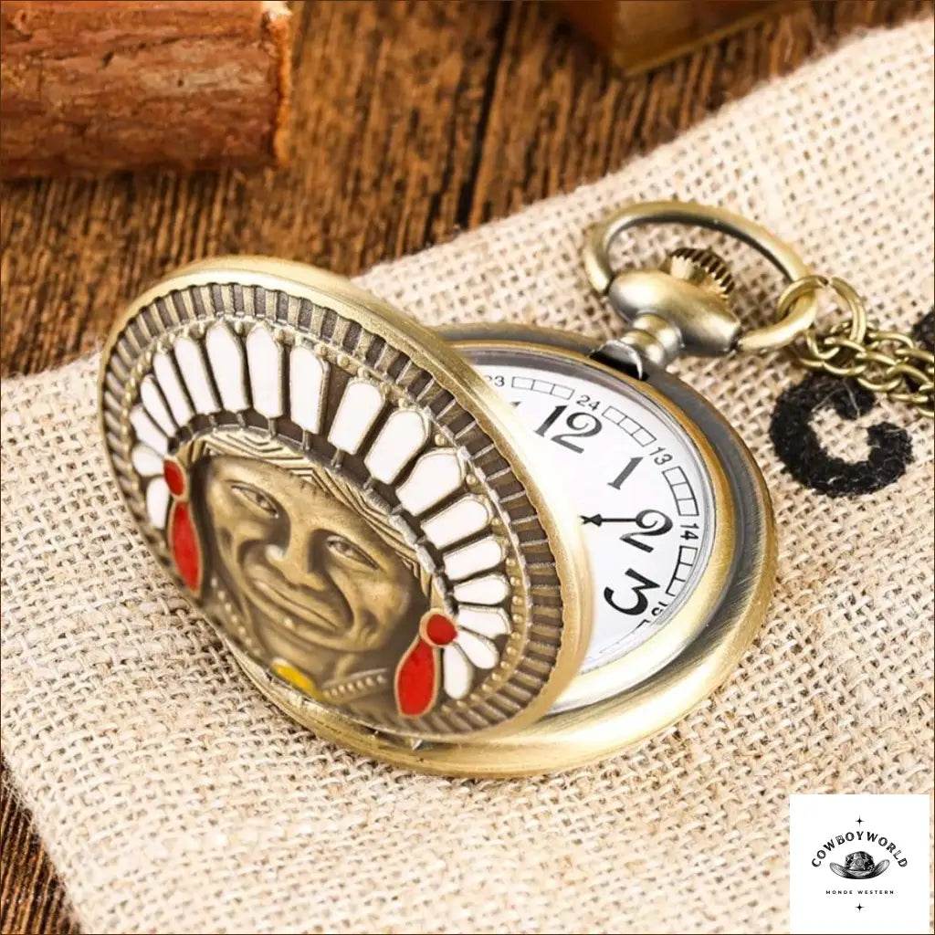 Montre à Gousset Motifs Amérindiens - Cowboy World