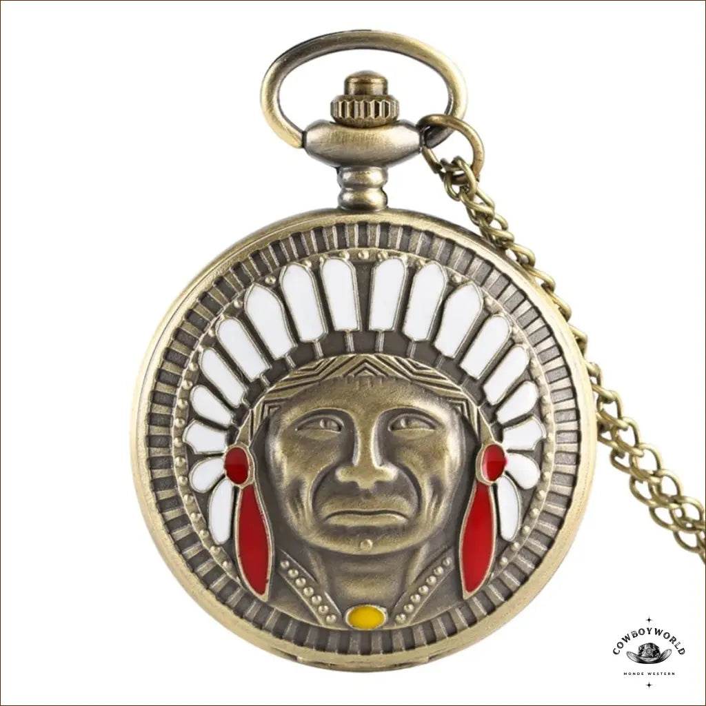 Montre à Gousset Motifs Amérindiens - Cowboy World