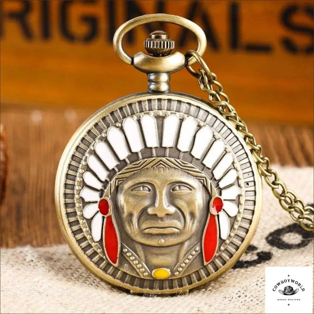 Montre à Gousset Motifs Amérindiens - Cowboy World