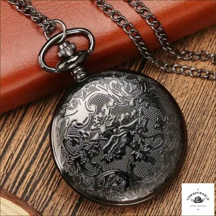 Montre à Gousset Noire - Cowboy World