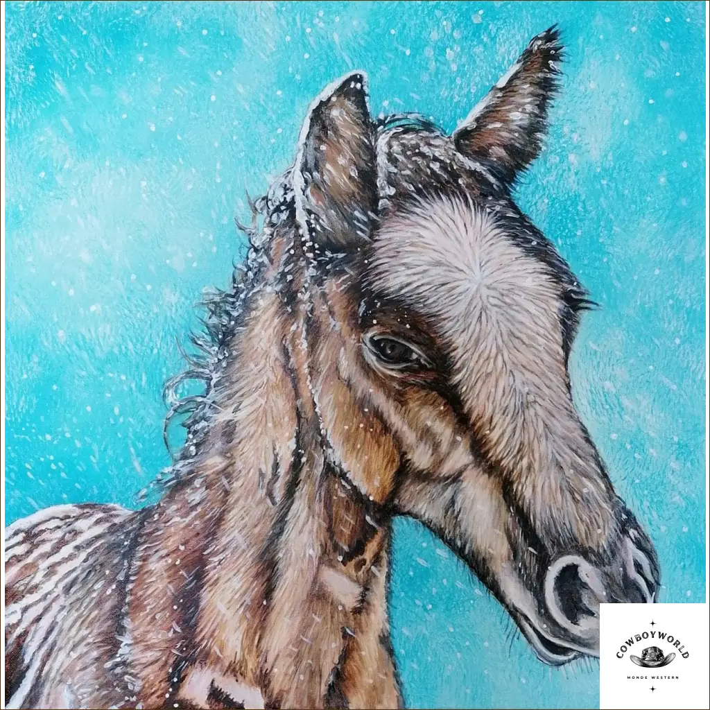 Peinture Western Poulain (Mustang) dans la Tempête