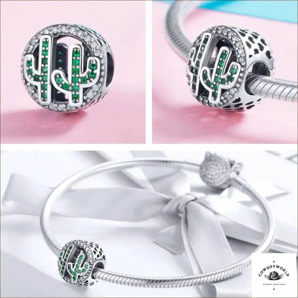 Pendentif Breloque Cactus (Argent) - Cowboy World