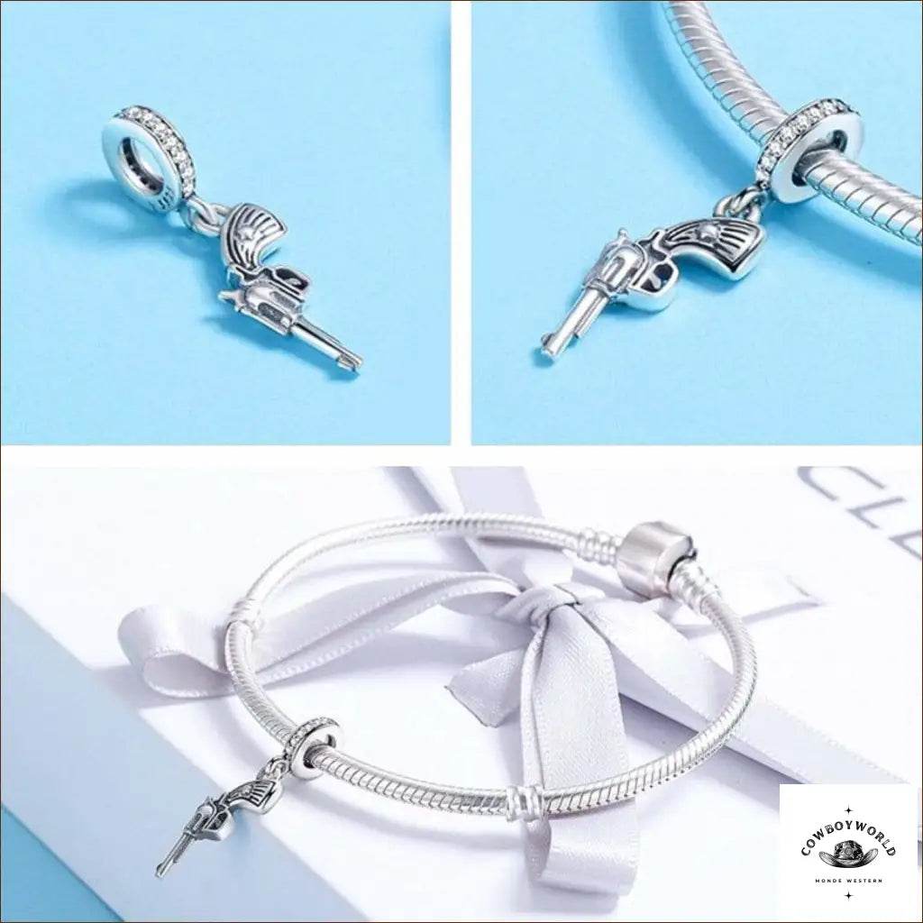 Pendentif Revolver (Argent) - Cowboy World