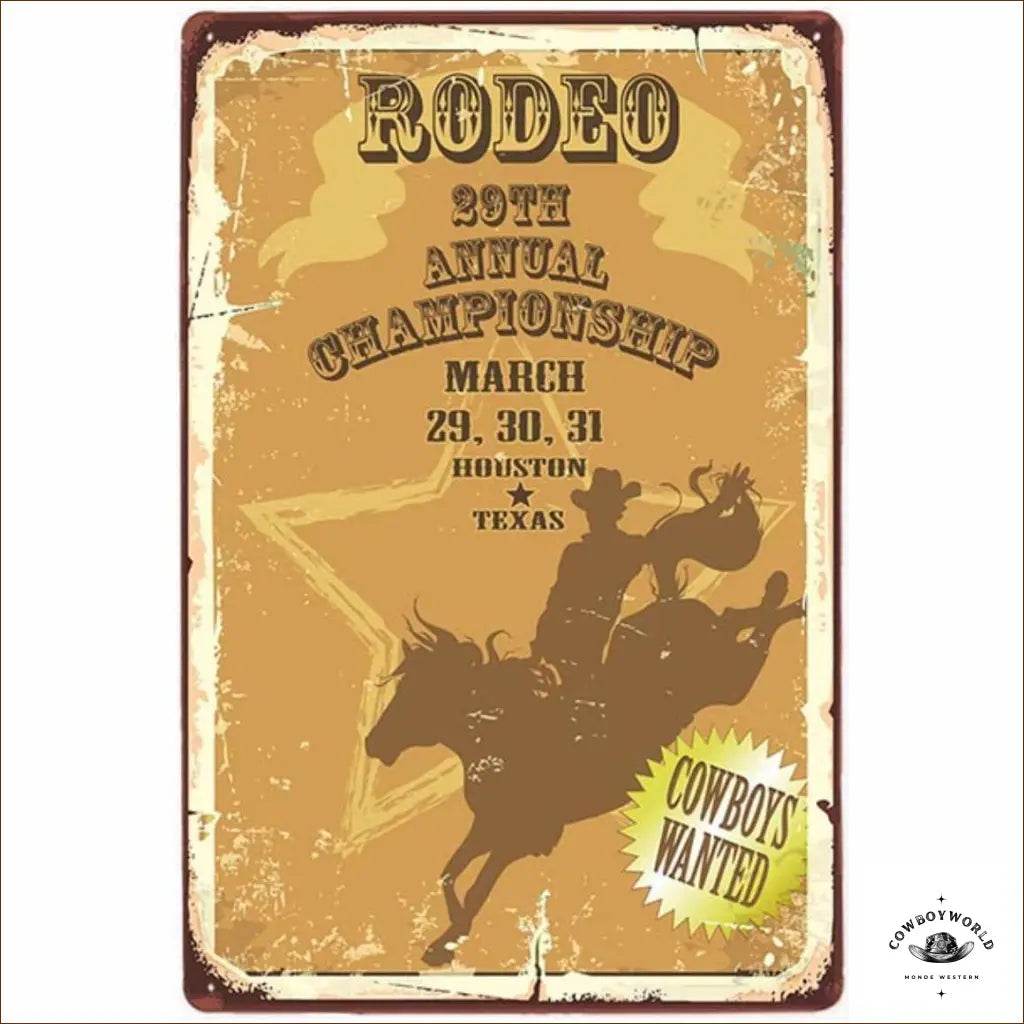 Plaque Métal Annual Championship - Cowboy World
