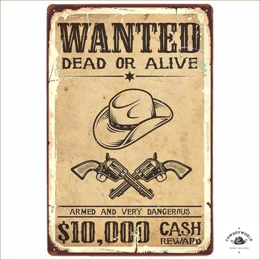 Plaque Métal Dead or Alive - Cowboy World