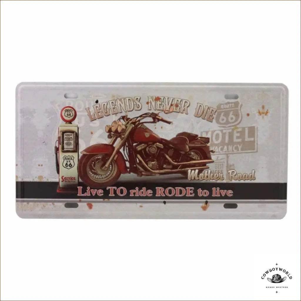 Plaque Métal Live to Ride Rode to Live - Cowboy World