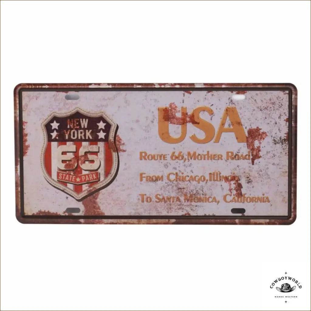 Plaque Métal New York 66 - Cowboy World