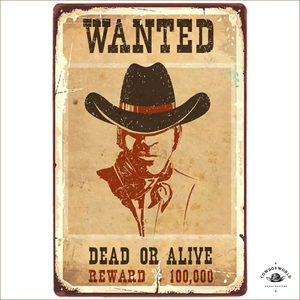 Plaque Métal Reward 100.000$ - Cowboy World