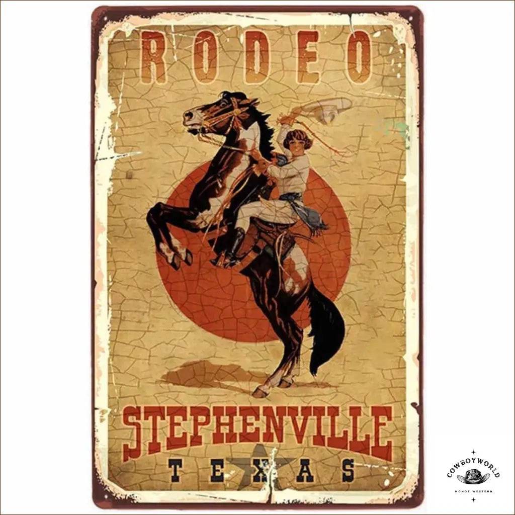 Plaque Métal Rodeo Stephenville - Cowboy World