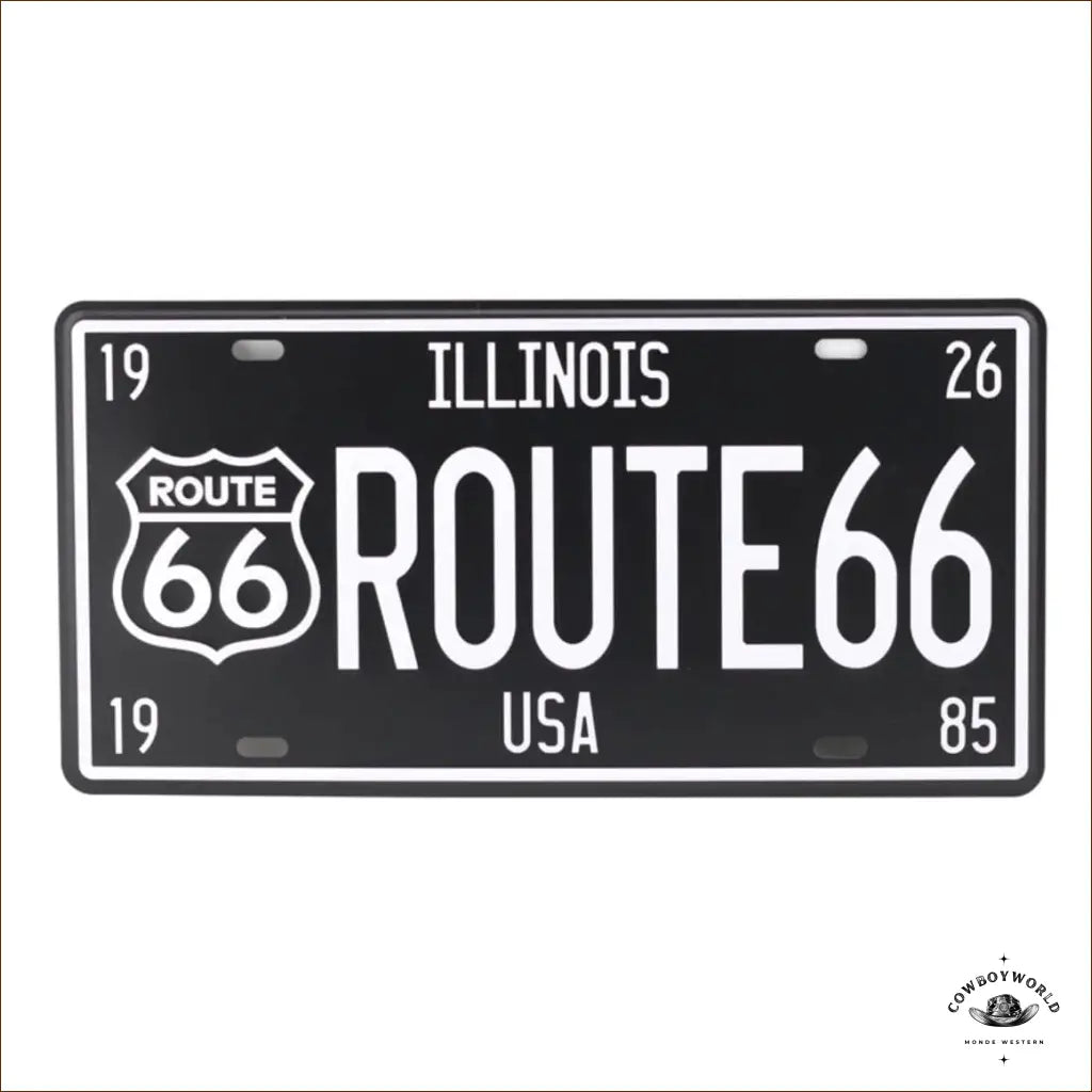 Plaque Métal Route 66 Noire