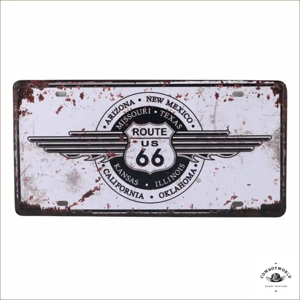 Plaque Métal Route US - Cowboy World