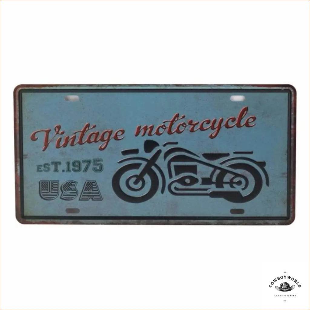 Plaque Métal Vintage Motorcycle - Cowboy World