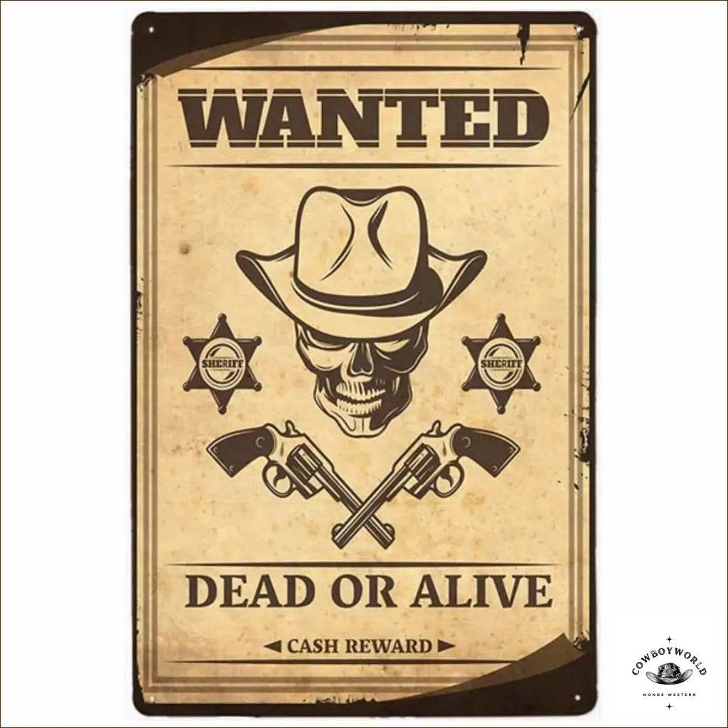 Plaque Métal Wanted - Cowboy World