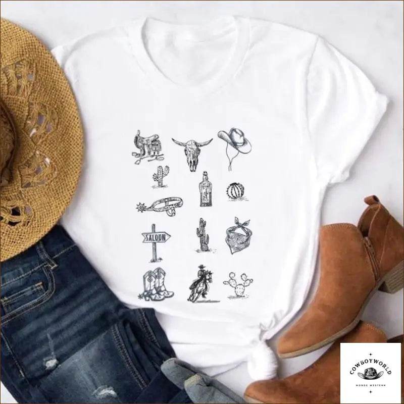 T-Shirt Cowgirl Crâne de Buffle - Cowboy World