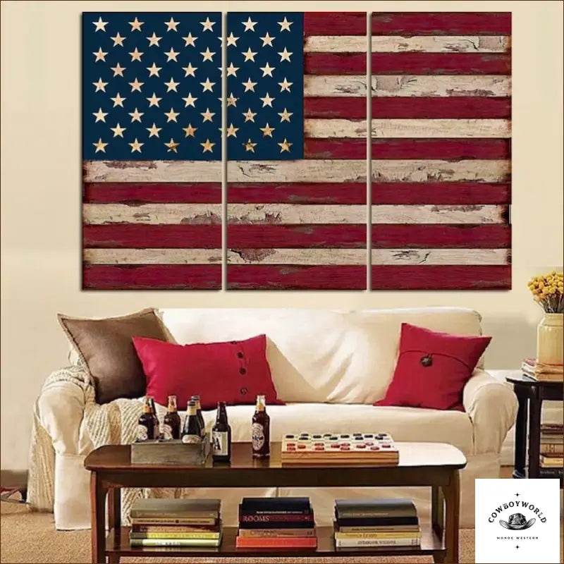 Tableau Drapeau Américain - Cowboy World