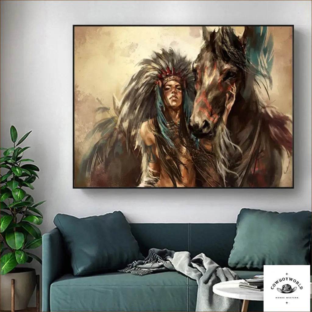 Tableau Femme Amérindienne - Cowboy World