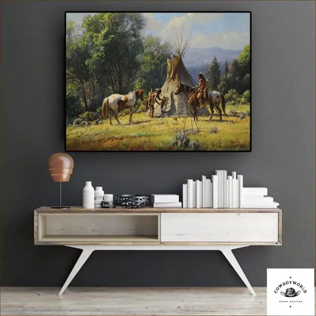 Tableau Motif Amérindien - Cowboy World