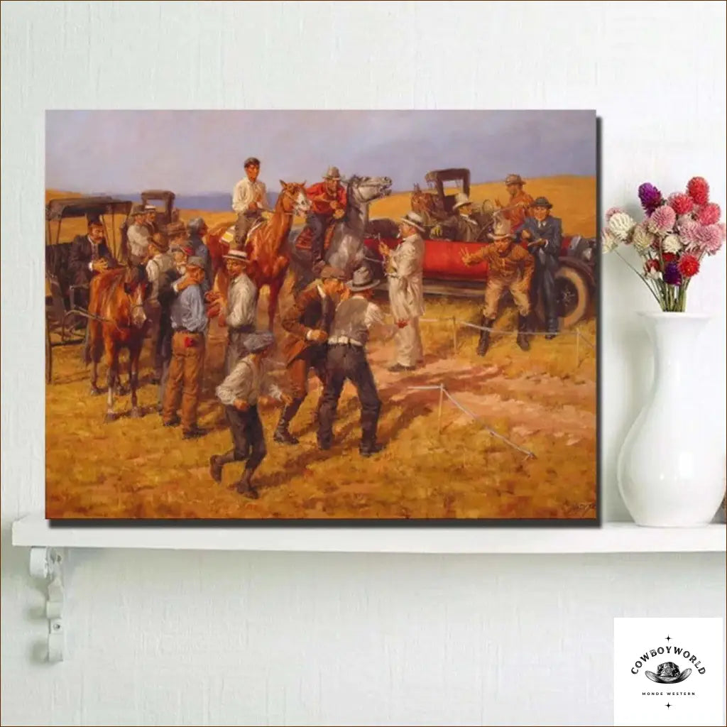 Tableau Peinture Chariot Western