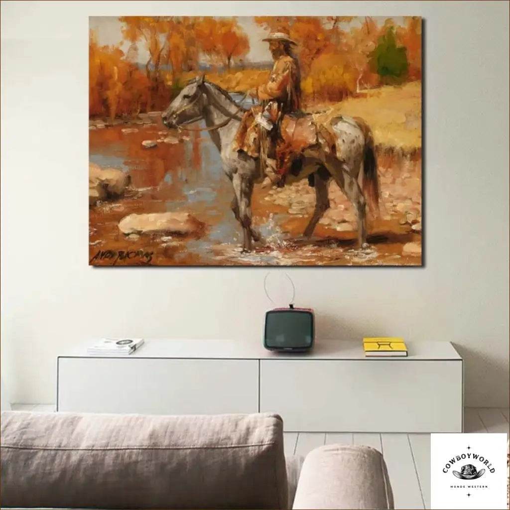 Tableau Peinture Cowboy d'Amérique - Cowboy World