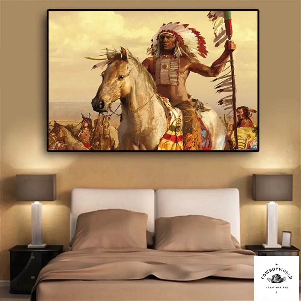 Tableau Peinture Indien - Cowboy World