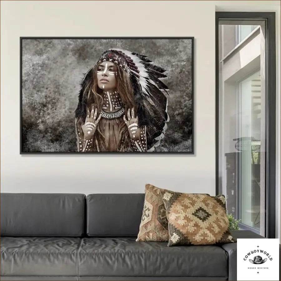 Tableau Toile Amérindien - Cowboy World