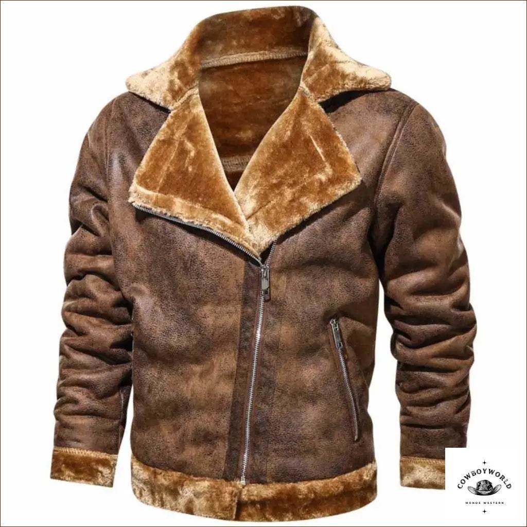 Veste Homme Style Western Col Fourrure - Cowboy World
